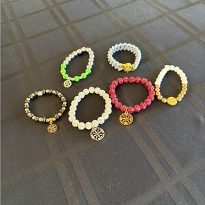 Rustic Cuff Beaded Bracelet Collection with Gold Charms-6 bracelets.